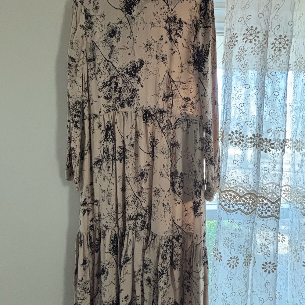 Elegant Black and Cream Floral Dress fall vibrant with unbelievable soft fabric